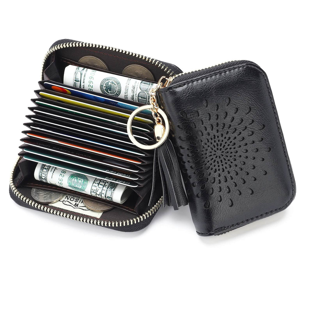 Single Zip Black Card Holder SunFlower Series Card Holder