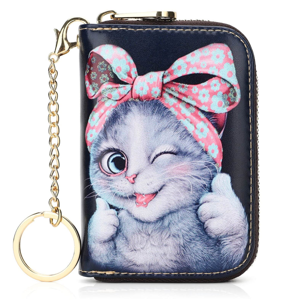 RFID Credit Card Holder Wallets for Women Leather Zipper Card Case for Ladie 3D inkjet Print Card Holder