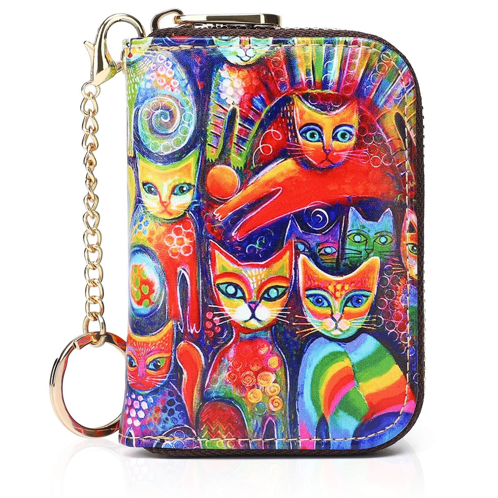 RFID Credit Card Holder Wallets for Women Leather Zipper Card Case for Ladie 3D inkjet Print Card Holder