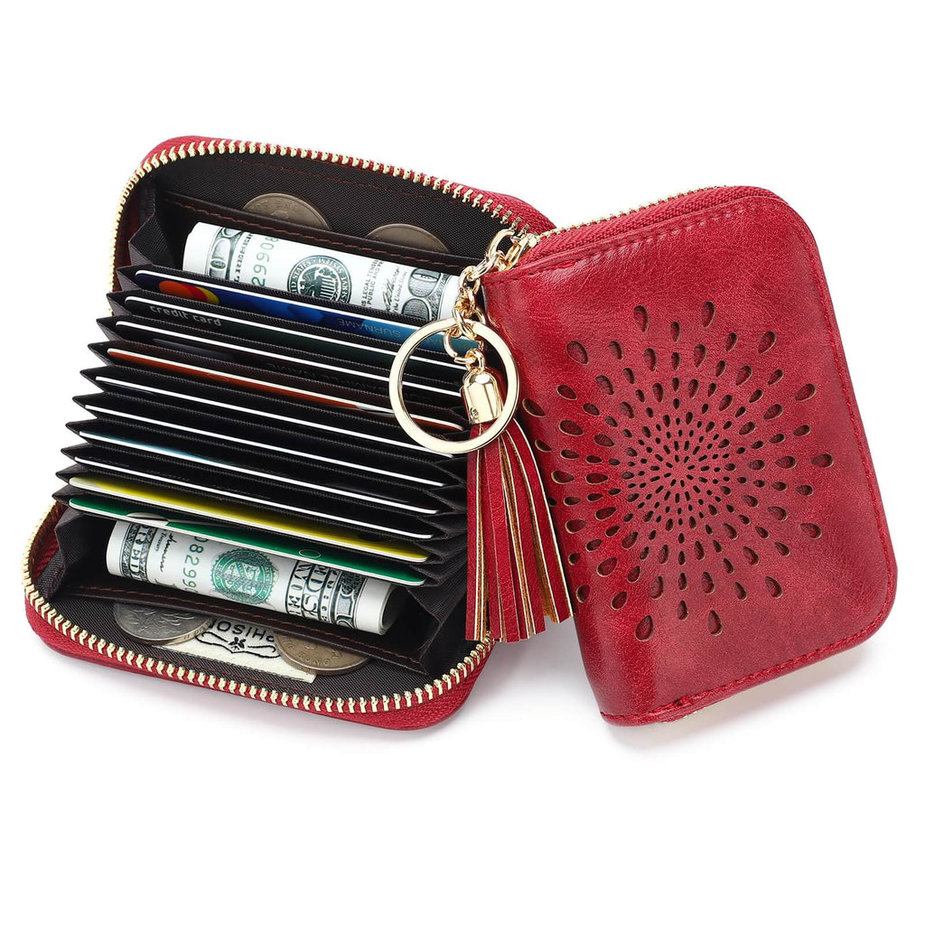 Single Zip Red Card Holder SunFlower Series Card Holder