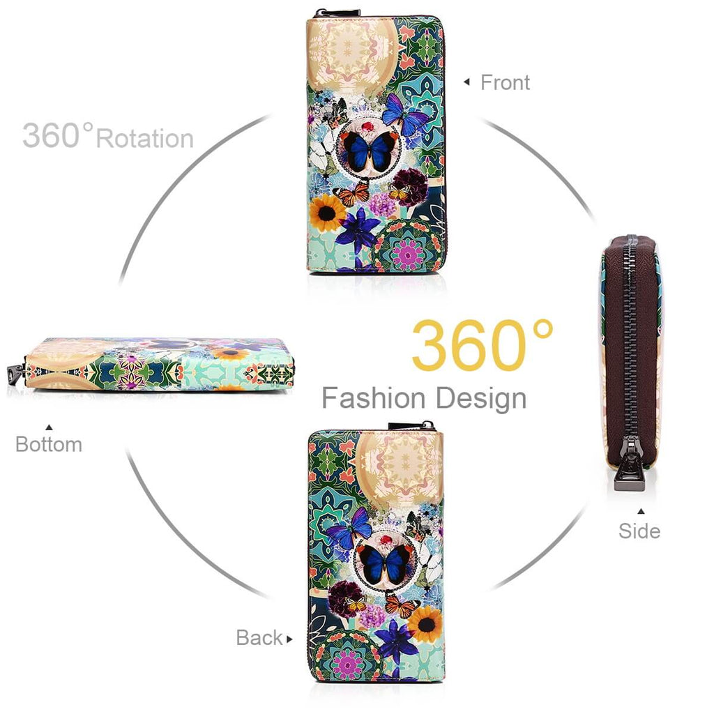 Color butterfly Long wallet 3D inkjet Print Long wallet