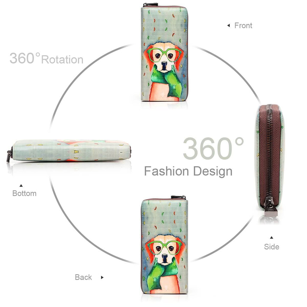 Glasses dog Long wallet 3D inkjet Print Long wallet