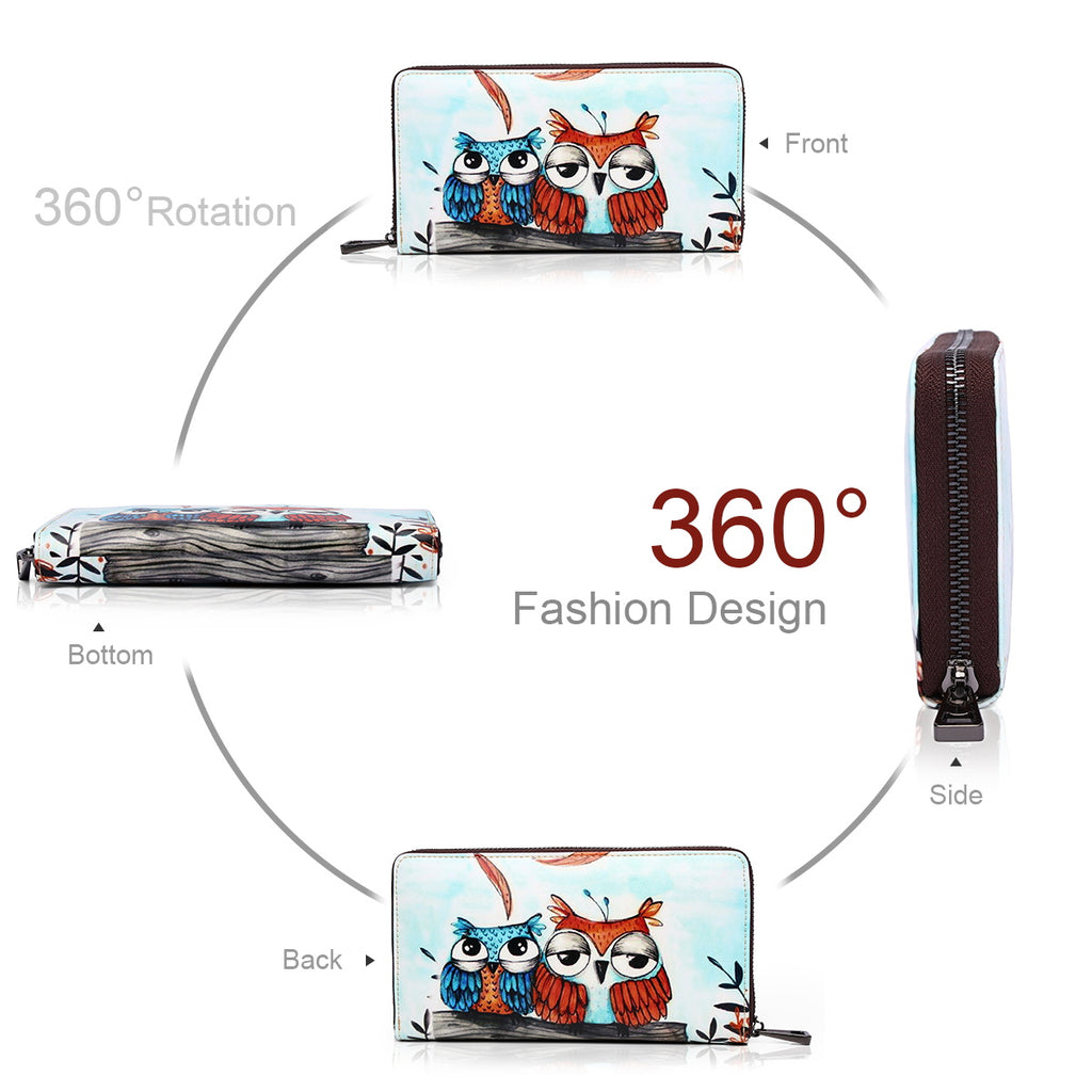 double owl Long wallet 3D inkjet Print Long wallet
