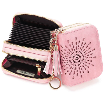 Double Zip Pink Card Holder SunFlower Series Card Holder