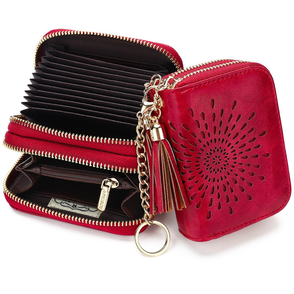 Double Zip Red Card Holder SunFlower Series Card Holder