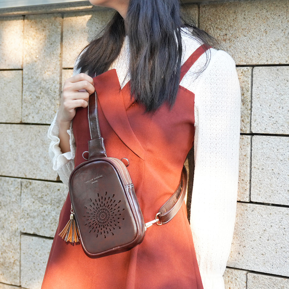 APHISON Sunflower Small Sling Bag Fanny Packs Cell Phone Purse Vegan Leather Crossbody Bags Gifts for Women Men Teen Girls COFFEE APHISON