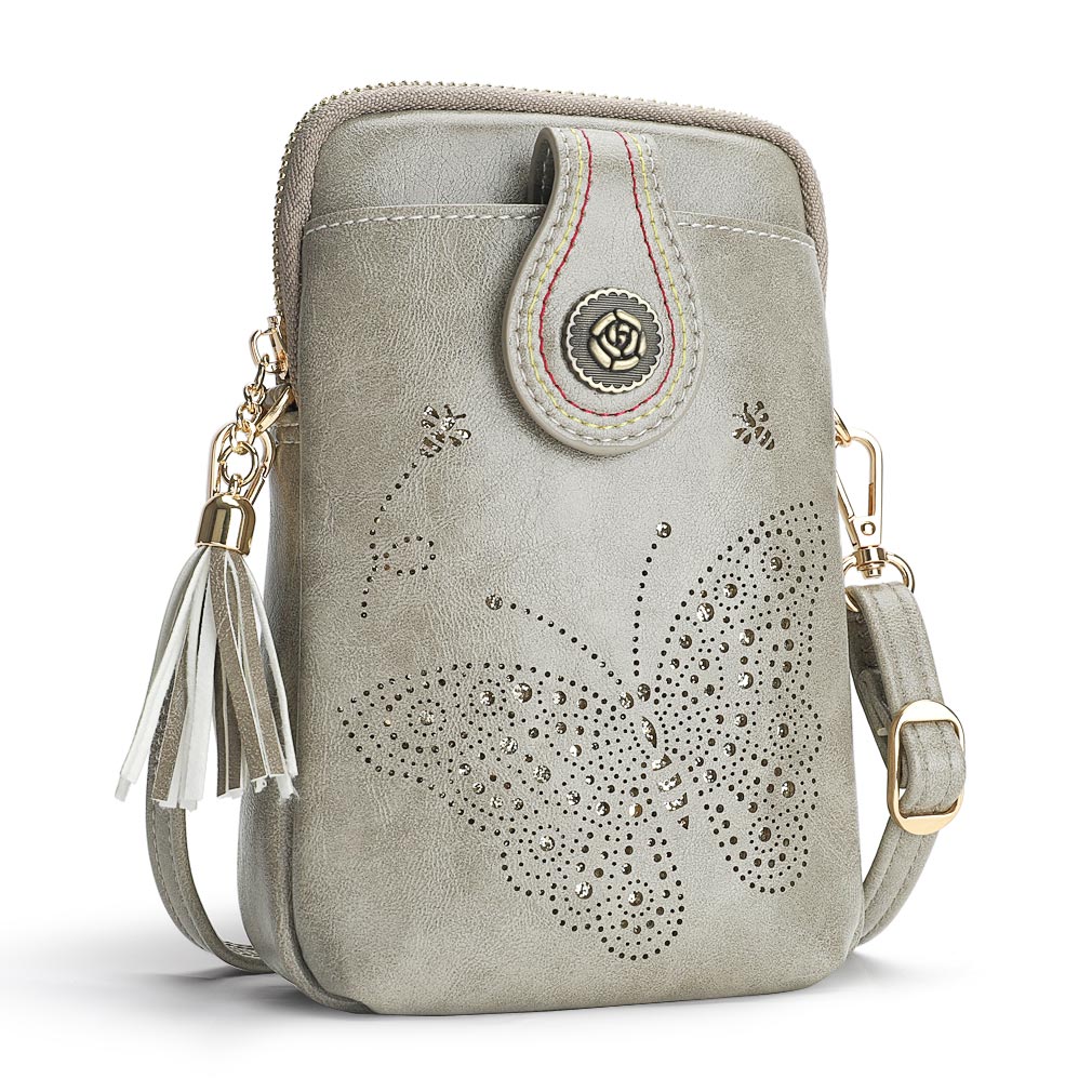 Gray CrossBody Bag-Sunflower Butterfly Series CrossBody Bag